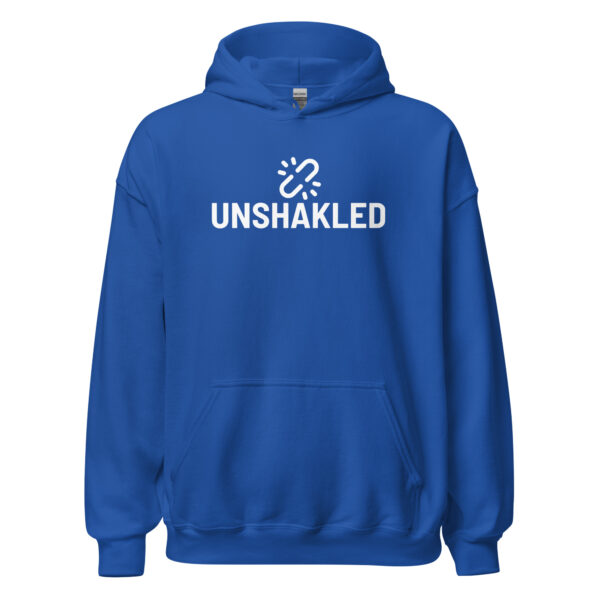 Unshakled White Full Logo – Unisex Hoodie - Image 13