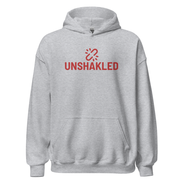 Unshakled Red Full Logo - Unisex Hoodie - Image 3